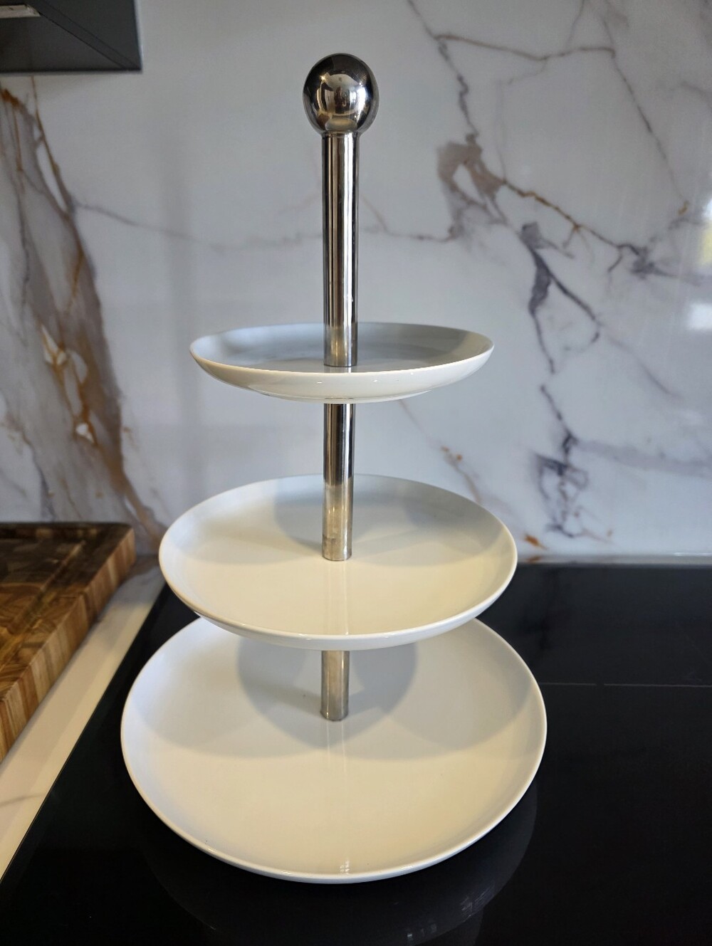 Depot White 3-Tier Ceramic Serving Stand Dishwasher Safe